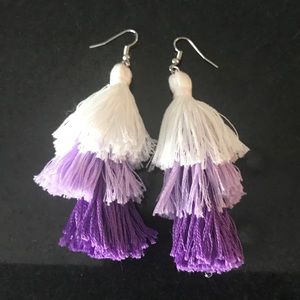 Purple tassel earrings